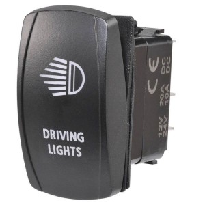 12/24V Off/On LED Illuminated Sealed Rocker Switch with "Driving Lights" Symbol (Blue)