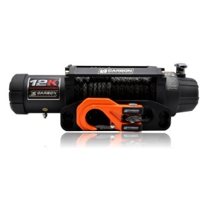 Carbon 12K 12000lb Electric Winch With Black Rope & Orange Hook VER. 3 